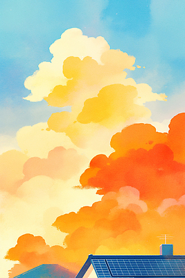 JPG 구름 여유 하늘색 일러스트 자연 하늘 따뜻함 풍경 평화 일몰 저녁 캔버스 조화 내추럴 뷰티풀 색감 풍요 환상 수평선 전경 국내일러스트 AI일러스트 AI콘텐츠 자연요소 감정 컨셉 파란색 노을 야간 생태계 파일형식 탑뷰