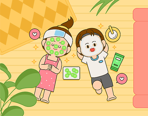 어린이 일러스트 가족 자연 놀이 휴식 오이 주택 실내 건강 소녀 뷰티 스파 분위기 편안함 즐거움 슬라이스 기분전환 스킨케어 아기자기 국내일러스트 AI파일 여자 감정 컨셉 채소 관계 사람 내부 건물 감각 생태계 파일형식 벡터