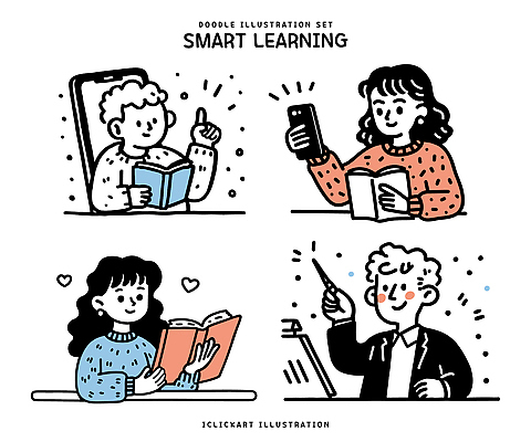 학생 교육 어린이 일러스트 교실 모션 상상 아이디어 기술 스마트폰 독서 교양 스케치 집중 애드벌룬 그림 학습도구 방법 창의력 국내일러스트 AI파일 컨셉 학교 미술 사람 핸드폰 스마트기기 교육용품 파일형식 벡터
