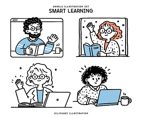 학생 교육 커피 일러스트 아이디어 기술 실험 사람 노트북 독서 교사 정보 즐거움 온라인강의 창의성 몰입 상호작용 국내일러스트 AI파일 직업 감정 음료 컨셉 전자제품 강의 파일형식 벡터 언택트