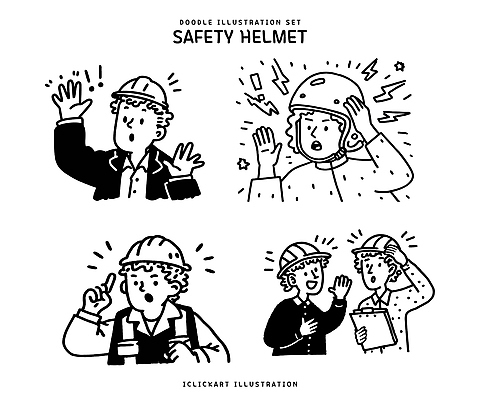 캐릭터 디자인 건축 생각 일러스트 협력 아이디어 안전 사람 헬멧 토론 예방 소통 반응 중요성 착용 확진 국내일러스트 일러캐릭터 AI파일 컨셉 의학 보호장비 파일형식 벡터