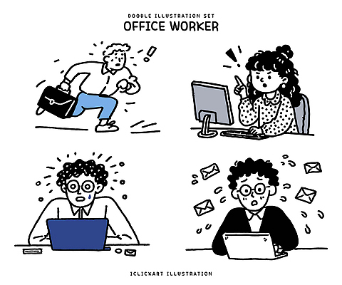 가방 일러스트 회의 협력 스트레스 실험 일상 컴퓨터 사무실 시간 업무 작업 이메일 집중 직원 고민 긴장 재촉 소통 국내일러스트 AI파일 잡화 감정 컨셉 비즈니스 라이프 전자제품 파일형식 벡터