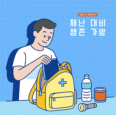 가방 일러스트 안전 물 도구 긴급 손전등 구출 자연재해 준비 아이템 응급상황 생존 필요 국내일러스트 AI파일 자연요소 잡화 컨셉 조명 응급 도움 재해 파일형식 벡터