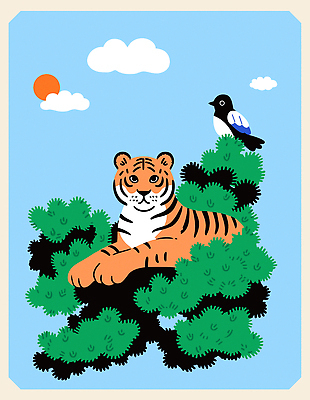 나무 동물 구름 일러스트 자연 조류 하늘 동물원 풍경 마을 일출 호랑이 숲 편안함 생태계 조화 습관 동물그림 국내일러스트 AI파일 자연요소 식물 포유류 노을 감각 파일형식 벡터