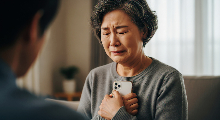 JPG 편집이미지 감정 아들 거실 가족 관계 엄마 따뜻함 대화 사랑 눈물 위로 순간 의사소통 이해 의료성형뷰티 편집실사 AI인물포토 AI콘텐츠 말하기 CG 파일형식 AI포토