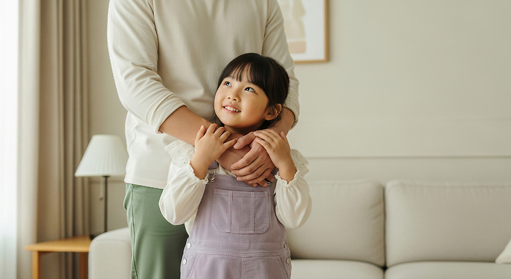 JPG 편집이미지 행복 어린이 거실 가족 관계 포옹 따뜻함 사랑 부모 믿음 편안함 부드러움 순간 의료성형뷰티 유대감 편집실사 AI인물포토 AI콘텐츠 감정 안기 사람 감각 CG 파일형식 AI포토