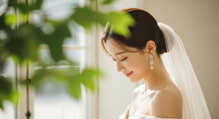 JPG 식물 편집이미지 행복 포즈 결혼식 실내 사랑 미소 뷰티 머리카락 준비 뷰티풀 순간 의료성형뷰티 편집실사 AI인물포토 AI콘텐츠 감정 결혼 표정 내부 머리 CG 파일형식 AI포토