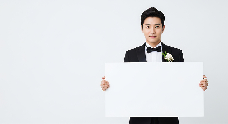 JPG 편집이미지 남자 꽃다발 포즈 결혼 결혼식 기념 현수막 축하 자신감 흰배경 초대 의료성형뷰티 스타일 편집실사 AI인물포토 AI콘텐츠 꽃 감정 백그라운드 컨셉 사람 이벤트 흰색 CG 파일형식 AI포토