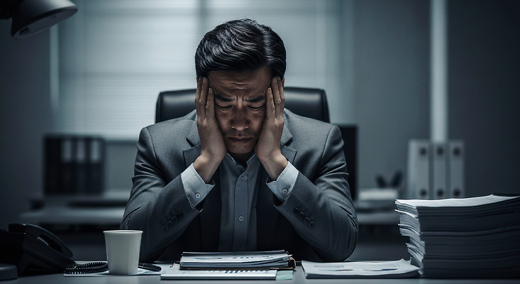 JPG 편집이미지 남자 커피 스트레스 사무실 환경 고통 업무 직장인 불안 집중 고민 문서 문제 긴장 의료성형뷰티 편집실사 AI인물포토 AI콘텐츠 직업 감정 음료 컨셉 비즈니스 사람 작업 CG 파일형식 AI포토