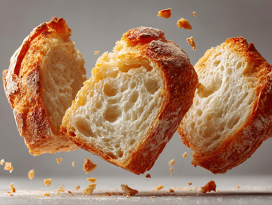 JPG 편집이미지 빵 조각 재료 공중 제과 빵집 신선 맛 냄새 부드러움 속 바삭바삭 편집실사 AI포토 AI콘텐츠 음식 컨셉 제과제빵 상점 감각 CG 파일형식