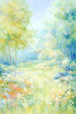 JPG 나무 식물 꽃 컬러 일러스트 자연 날씨 풍경 초원 여름 파란색 평화 들꽃 숲 조화 만개 뷰티풀 국내일러스트 AI일러스트 AI콘텐츠 계절 컨셉 생태계 파일형식