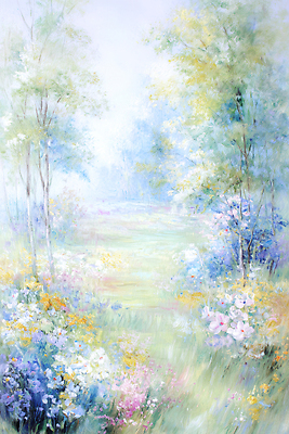 JPG 나무 계절 꽃 예술 컬러 꽃밭 일러스트 자연 하늘 생명 풍경 초록색 햇빛 평화 정원 봄 분위기 화사함 조화 뷰티풀 풍경화 국내일러스트 AI일러스트 AI콘텐츠 식물 컨셉 태양 그림 생태계 파일형식