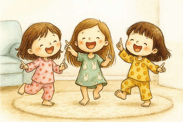 JPG 행복 어린이 포즈 거실 일러스트 노래 가족 모션 발 웃음 잠옷 자유 춤 시간 그룹 놀이터 즐거움 놀기 국내일러스트 AI일러스트 AI콘텐츠 옷 감정 음악 컨셉 관계 놀이 문화예술 표정 사람 신체부위 파일형식