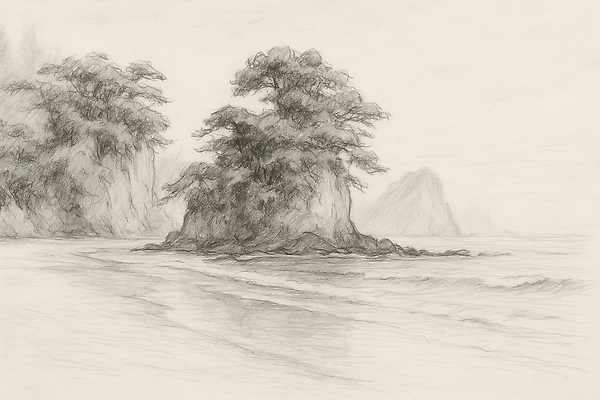 JPG 나무 예술 바다 여행 일러스트 자연 생명 풍경 해변 햇빛 산책 바위 신선 그리기 스케치 그림 조용 뷰티풀 차분 국내일러스트 AI일러스트 AI콘텐츠 식물 컨셉 모션 휴식 미술 태양 돌_바위 생태계 파일형식