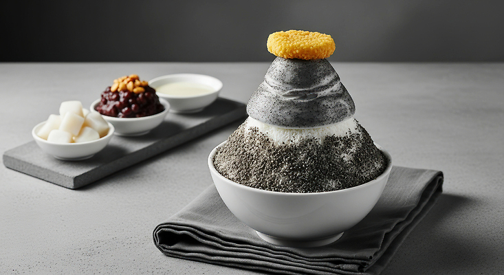 JPG 편집이미지 전통 음료 재료 디저트 떡 여름 달콤 시원함 빙수 팥 맛있는 연유 편집실사 AI포토 AI콘텐츠 계절 음식 식재료 맛 CG 파일형식