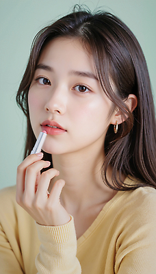 JPG 스튜디오촬영 모델 편집이미지 헤어스타일 여자 패션 포즈 미소 화장 뷰티 립스틱 스웨터 의료성형뷰티 편집실사 AI인물포토 AI콘텐츠 상의 실내 표정 사람 화장품 CG 파일형식 AI포토