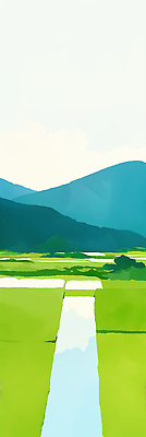 JPG 구름 여유 밭 농업 일러스트 자연 하늘 생명 산 논 미소 풍경 초원 초록색 물 여름 평화 고요 농촌 시골 시원함 국내일러스트 AI일러스트 AI콘텐츠 자연요소 계절 감정 산업 컬러 컨셉 표정 생태계 파일형식