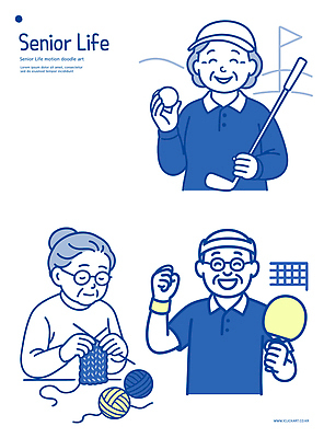 노년 문화 스포츠 골프 일러스트 공 모션 놀이 손자 미소 취미 친구 뜨개질 실 편안함 집중 시작 국내일러스트 AI파일 남자 컨셉 관계 표정 성인 구기 감각 손주 파일형식 벡터