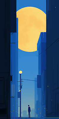 JPG 남자 예술 일러스트 바람 조명 거리 풍경 건물 일상 평화 어둠 고요 일몰 달 도시 골목길 저녁 선로 국내일러스트 AI일러스트 AI콘텐츠 자연요소 건축물 길 컨셉 날씨 사람 라이프 노을 야간 파일형식