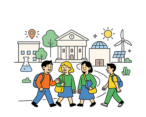 나무 학생 교육 일러스트 학교 모션 자연 대화 안전 풍경 건물 친구 학습 청춘 걷기 에너지 도전 즐거움 대학교 커뮤니티 발견 국내일러스트 AI파일 식물 건축물 감정 컨셉 관계 말하기 생태계 파일형식 벡터