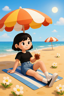 JPG 꽃 행복 음료 바다 일러스트 자연 놀이 휴식 소녀 해변 일상 여름 모래사장 햇빛 평화 파라솔 편안함 소중 즐거움 조용 천국 국내일러스트 AI일러스트 AI콘텐츠 식물 계절 여자 감정 어린이 컨셉 라이프 태양 감각 생태계 파일형식