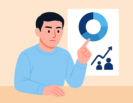 직업 남자 일러스트 비즈니스 통계 그래프 직장 실험 설명 자료 정보 성장 발표 결과 분석 전략 분석가 서류판 국내일러스트 AI파일 컨셉 회사 모션 사람 사무용품 파일형식 벡터