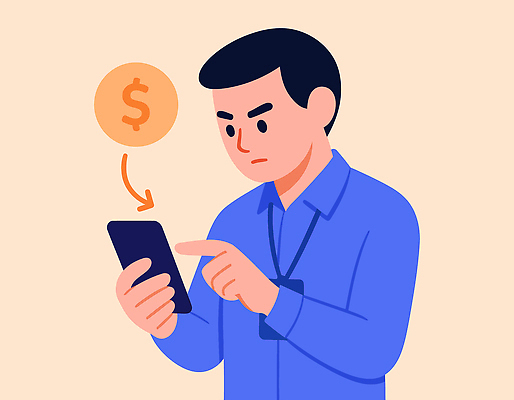 남자 돈 생각 일러스트 기술 표정 일상 경제 스마트폰 디지털 스크린 정보 어플리케이션 고민 결제 소통 재정 국내일러스트 AI파일 감정 컨셉 사람 라이프 핸드폰 스마트기기 재산 파일형식 벡터