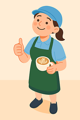직업 행복 커피 음료 일러스트 디저트 직장 따뜻함 미소 일상 앞치마 카페 분위기 고객 즐거움 서비스 바리스타 라떼 국내일러스트 AI파일 감정 음식 컨셉 회사 표정 라이프 상점 파일형식 벡터