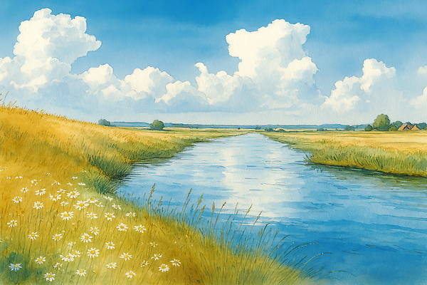 JPG 나무 구름 물결 컬러 일러스트 자연 하늘 휴식 풍경 초원 강 햇빛 평화 고요 산책 대기 숲 명상 뷰티풀 국내일러스트 AI일러스트 AI콘텐츠 자연요소 식물 컨셉 태양 생태계 파일형식