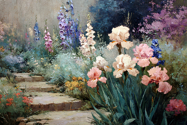 JPG 식물 편집이미지 꽃 채소 자연 풍경 취미 정원 봄 산책 조경 화사함 돌계단 만개 뷰티풀 색감 편집실사 AI일러스트 AI콘텐츠 계절 컨셉 휴식 계단 돌_바위 CG 생태계 파일형식