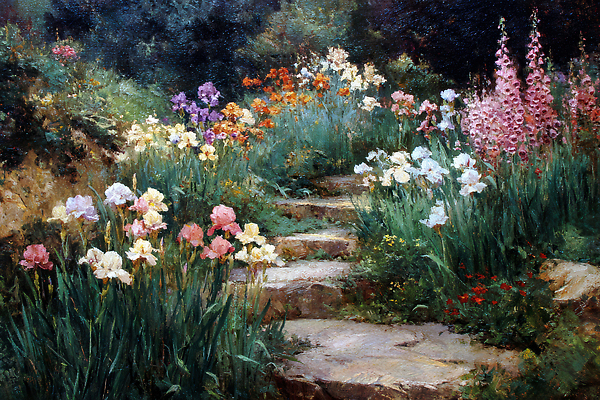 JPG 나무 식물 편집이미지 꽃 컬러 자연 생명 풍경 계단 정원 들꽃 조화 돌계단 뷰티풀 편집실사 AI일러스트 AI콘텐츠 돌_바위 CG 생태계 파일형식