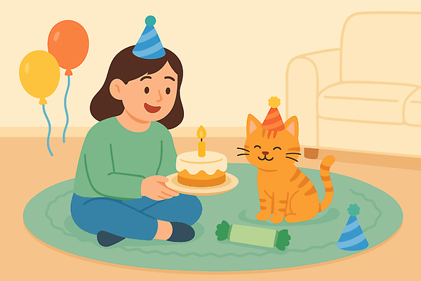 캐릭터 모자 기념일 행복 상징 일러스트 가족 놀이 실내 소녀 장식 반려동물 파티 케이크 축제 고양이 축하 아기 생일파티 생일 국내일러스트 일러캐릭터 AI파일 동물 잡화 여자 감정 어린이 컨셉 포유류 관계 디저트 사람 이벤트 내부 파일형식 벡터