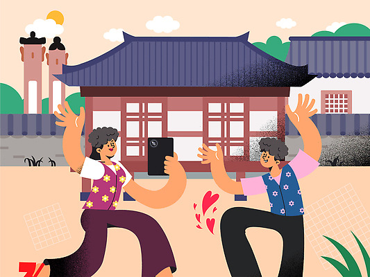 전통 커플 노년 행복 문화 백그라운드 일러스트 모션 웃음 풍경 손짓 취미 야외 일상 즐거움 국내일러스트 AI파일 감정 관계 표정 성인 라이프 파일형식 벡터