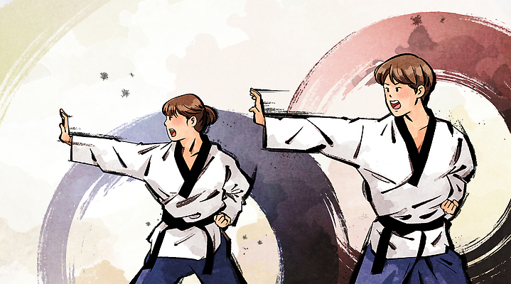 PSD 스포츠 포즈 백그라운드 일러스트 청소년 협력 기술 친구 운동 힘 경쟁 무도 태극기 연습 태권도 체육관 스타일 국내일러스트 컨셉 관계 건강 사람 격투기 국기 파일형식