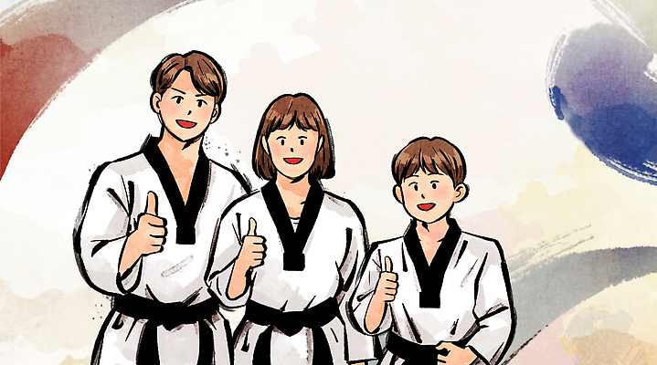 PSD 여자 남자 스포츠 일러스트 손가락 청소년 협력 한국 기술 도복 미소 성인 운동 무도 그룹 연습 태권도 긍정적 기념사진 국내일러스트 손 옷 감정 아시아 표정 건강 사람 격투기 파일형식