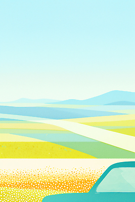 JPG 도로 여행 일러스트 자동차 자연 하늘 풍경 여름 파란색 태양 환경 드라이브 운전 탐험 속도 기온 평원 국내일러스트 AI일러스트 AI콘텐츠 자연요소 계절 길 육상교통 컬러 교통시설 모션 날씨 생태계 파일형식