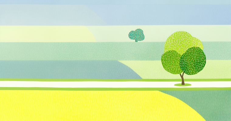 JPG 나무 식물 일러스트 자연 하늘 거리 풍경 초원 야외 초록색 여름 노란색 농촌 시골 관찰 편안함 뷰티풀 평야 디지털아트 국내일러스트 AI일러스트 AI콘텐츠 계절 컬러 모션 감각 생태계 파일형식