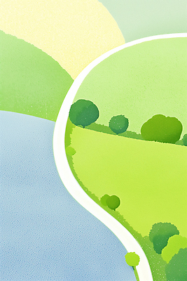 JPG 나무 식물 디자인 컬러 곡선 일러스트 자연 하늘 풍경 초록색 물 반사 평화 언덕 부드러움 조화 뷰티풀 전경 경관 국내일러스트 AI일러스트 AI콘텐츠 자연요소 선 컨셉 감각 생태계 파일형식 탑뷰