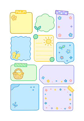 식물 동물 손글씨 디자인 컬러 스티커 패턴 일러스트 문구용품 아이디어 장식 사각형 기록 메모지 원형 배열 그림 정리 창의성 국내일러스트 AI파일 도형 컨셉 무늬 사무용품 오브젝트 파일형식 벡터
