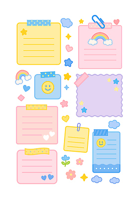 모양 디자인 감정 컬러 스티커 일러스트 비즈니스 학교 문구용품 장식 학습 장난감 다이어리 공책 활발 기록 메모지 배열 정리 창의성 아기자기 국내일러스트 AI파일 교육 컨셉 사무용품 오브젝트 파일형식 벡터