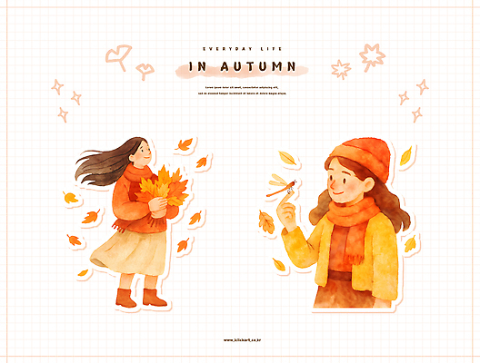 PSD 나무 모자 감정 분홍색 컬러 낙엽 일러스트 자연 대화 웃음 풍경 소녀 일상 친구 스카프 금색 가을 표현 편안함 즐거움 국내일러스트 식물 잡화 계절 여자 어린이 잎 관계 표정 말하기 라이프 목도리 감각 생태계 파일형식