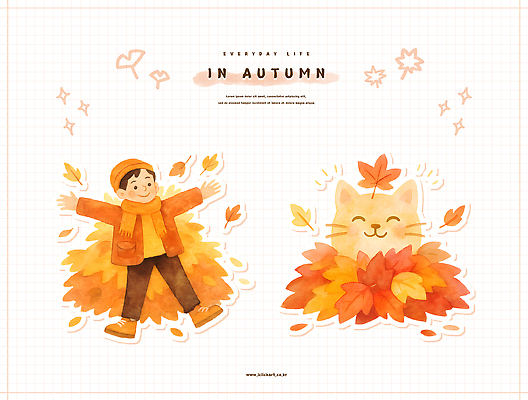 PSD 나무 행복 어린이 컬러 단풍 잎 일러스트 자연 놀이 날씨 표정 미소 풍경 일상 반려동물 고양이 가을 추억 즐거움 국내일러스트 식물 동물 계절 감정 컨셉 포유류 사람 라이프 생태계 파일형식
