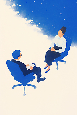 JPG 직업 여자 남자 백그라운드 의자 일러스트 휴식 직장 표정 실험 이야기 대화 사람 사무실 만남 집중 상담 소통 의사소통 차분 국내일러스트 AI일러스트 AI콘텐츠 가구 컨셉 회사 비즈니스 말하기 파일형식