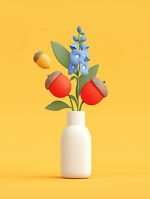 JPG 무료이미지 편집이미지 디자인 꽃 컬러 꽃다발 과일 자연 장식 파란색 노란색 3D 흰색 그림 화사함 생동감 편집3D AI컴퓨터그래픽 AI콘텐츠 식물 컨셉 디지털합성 생태계 파일형식