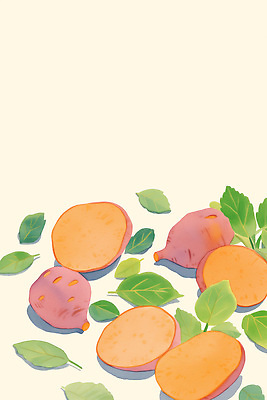 PSD 식물 음식 백그라운드 잎 일러스트 식재료 자연 건강 요리 여름 농장 정원 신선 유기농 고구마 비타민 채색 색감 정물화 국내일러스트 영양군 웰빙 계절 농업 뿌리채소 미술 경상북도 그림 생태계 영양소 파일형식