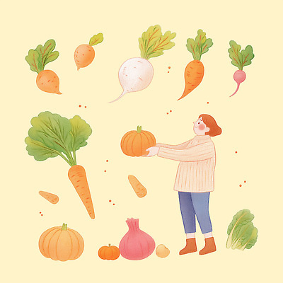 PSD 식물 컬러 채소 일러스트 모션 자연 식탁 호박 농장 농사 당근 수확 신선 농부 무 친환경 유기농 신선도 국내일러스트 직업 웰빙 농업 탁자 뿌리채소 환경 생태계 파일형식