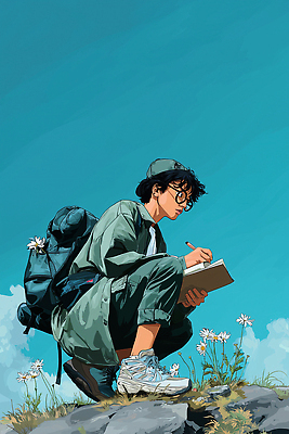 JPG 꽃 일러스트 배낭 모션 청소년 자연 하늘 휴식 야외 여름 소풍 정원 자유 그리기 일기 스케치 예술가 영감 자연관찰 창의성 국내일러스트 AI일러스트 AI콘텐츠 식물 계절 컨셉 가방 미술 사람 야외활동 관찰 생태계 파일형식