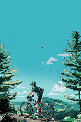 JPG 나무 남자 일러스트 자연 산 풍경 초원 취미 운동 야외활동 평화 자전거 하이킹 탐험 즐거움 주말 자전거여행 라이딩 산악자전거 국내일러스트 AI일러스트 AI콘텐츠 식물 감정 여행 컨셉 레저 건강 사람 바이크 생태계 파일형식