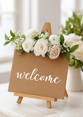 JPG 편집이미지 꽃 자연 탁자 결혼식 따뜻함 장식 공간 분위기 우아함 사인 화사함 환영 뷰티풀 오후 웰컴 편집실사 AI포토 AI콘텐츠 식물 가구 결혼 컨셉 CG 생태계 파일형식