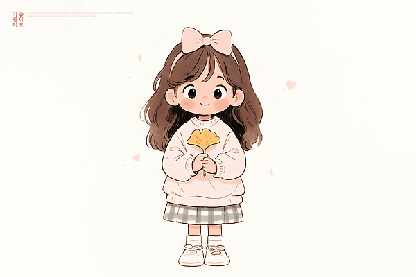 PSD 행복 감정 어린이 패턴 일러스트 자연 따뜻함 미소 소녀 햇빛 노란색 귀여움 가을 머리띠 스웨터 체크표시 은행나무 국내일러스트 나무 계절 여자 컬러 컨셉 상의 무늬 장신구 표정 사람 태양 확인 생태계 파일형식